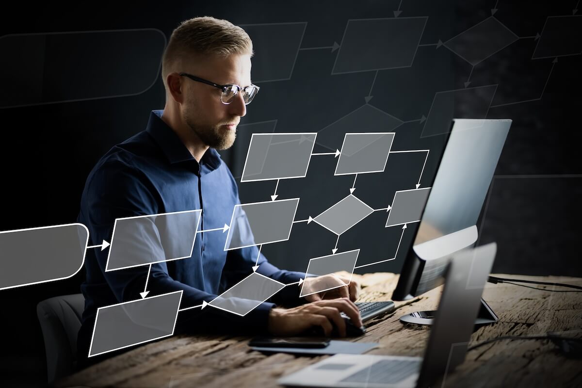 HR workflow automation: HR employee using a computer