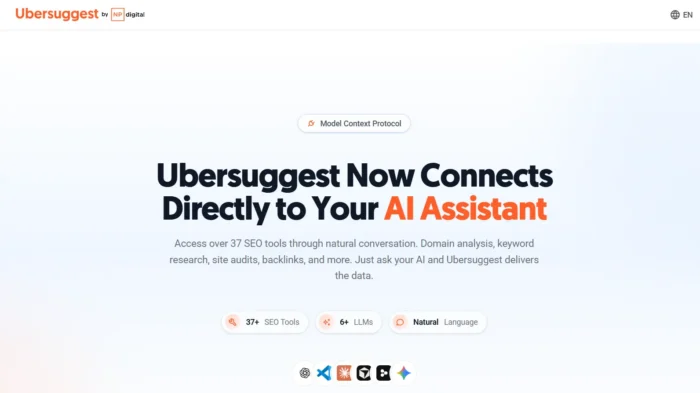 The Ubersuggest homepage